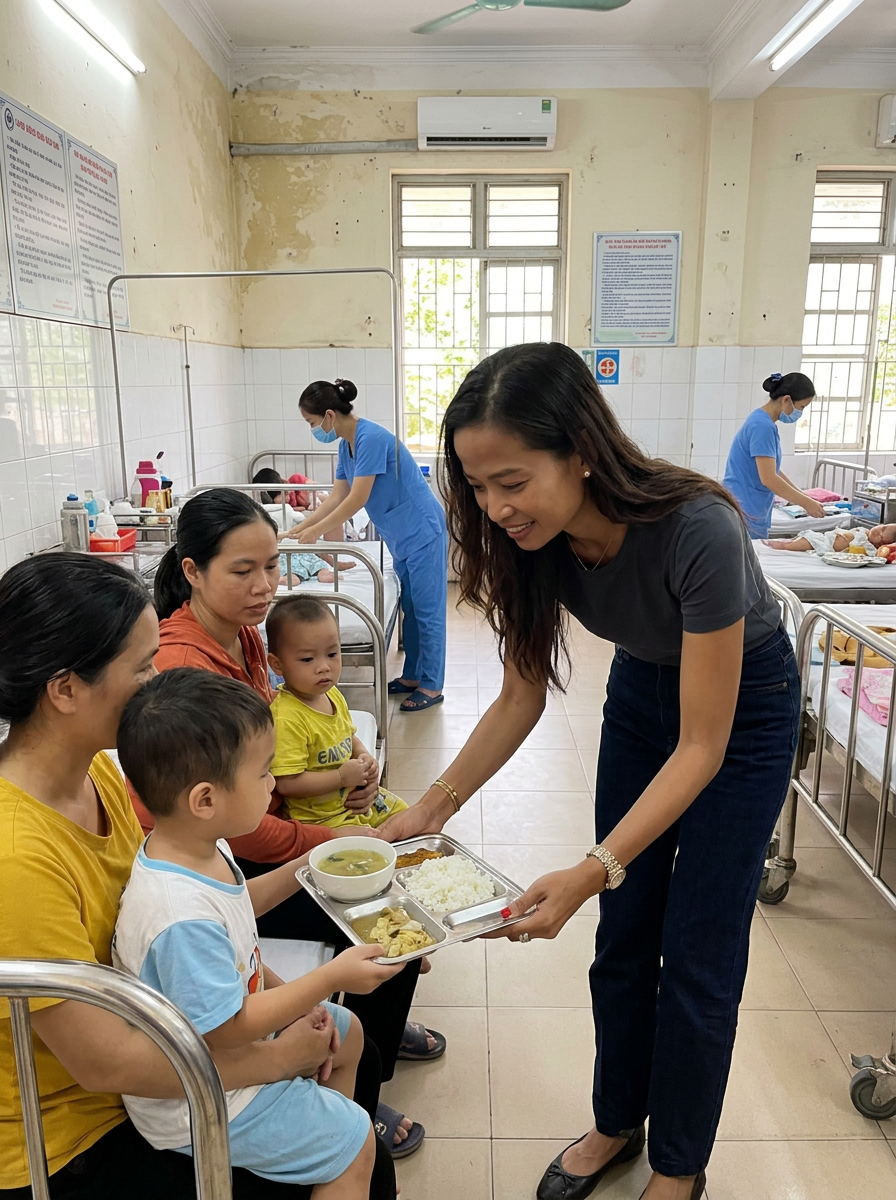 Foundation volunteers preparing and serving food